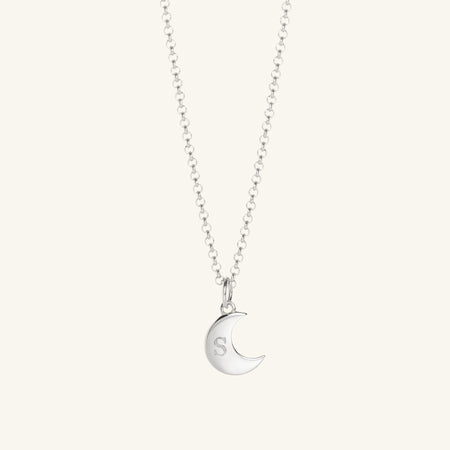 Personalised Moon Necklace Silver